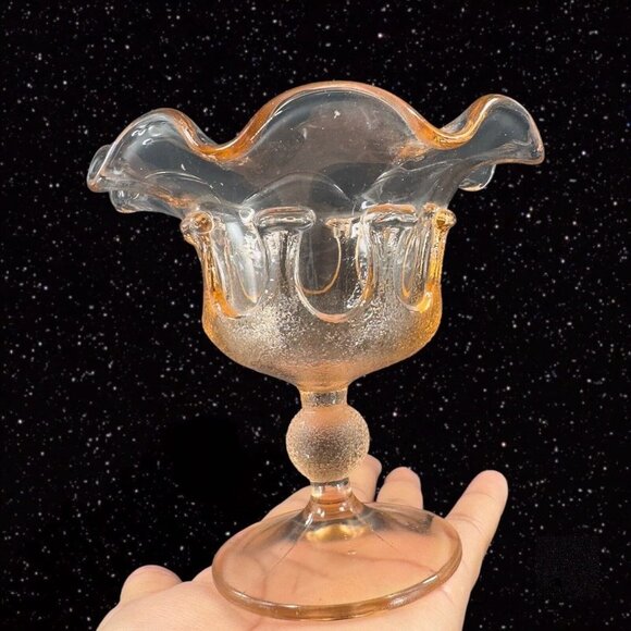 Stelvia Glass Company Compote Footed Bowl Peachy Pink Wayne Husted design Italy - Picture 12 of 16